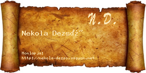 Nekola Dezső névjegykártya